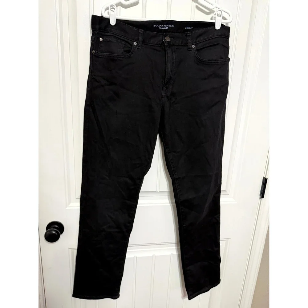 Banana Republic Pants Mens 34x32 Traveler Slim Fit Black EUC